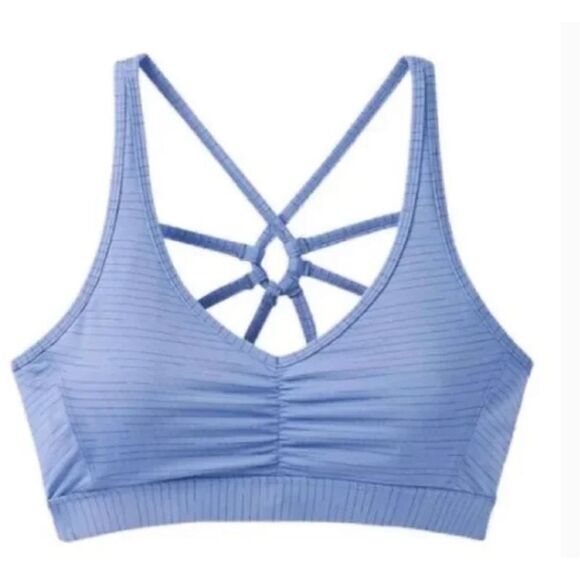 PrAna Dreaming Sports Bra Strappy Size XS Blue Stripe - Picture 1 of 11